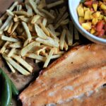 french fries and smoked fish