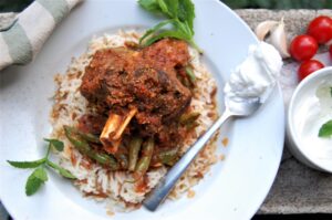 venison shanks with rice